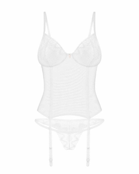 Корсет Obsessive Alissium corset & thong M/L (м'ята упаковка!!!)