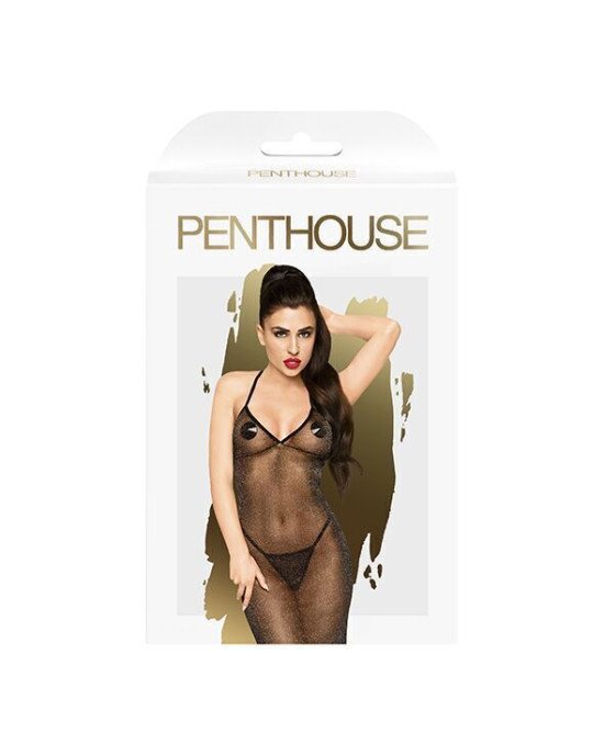 Сукня в підлогу з люрексовою ниткою і стрінгами Penthouse - Love on Fire Black S/M Сукня в підлогу з люрексовою ниткою і стрінгами Penthouse - Love on Fire Black S/M