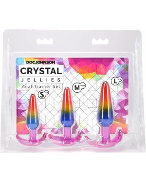 Набір анальних пробок Doc Johnson Crystal Jellies - Anal Trainer Set - Rainbow (м'яте паковання!!!)