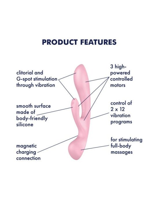 Двосторонній вібратор-кролик Satisfyer Triple Oh Pink (м'яте паковання!!!) Двосторонній вібратор-кролик Satisfyer Triple Oh Pink (м'яте паковання!!!)