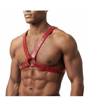 Чоловіча портупея Art of Sex - Spartacus, екошкіра, колір червоний, розмір L-2XL
