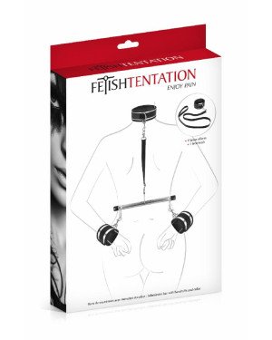 Фіксатор для рук і шиї з повідцем Fetish Tentation Submission bar with handcuffs and collar Фіксатор для рук і шиї з повідцем Fetish Tentation Submission bar with handcuffs and collar
