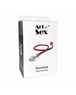 Металева анальна пробка L з диявольським хвостом Art of Sex - Succubus, екошкіра, чорний/золото
