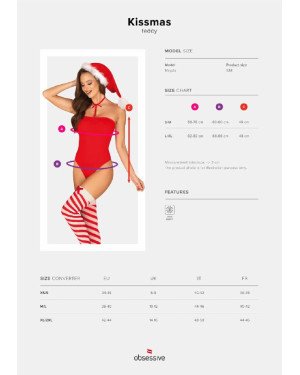 Боді Obsessive Kissmas teddy red L/XL (м'ята упаковка!!!) Боді Obsessive Kissmas teddy red L/XL (м'ята упаковка!!!)