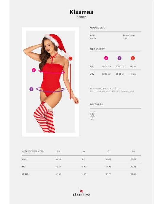 Боді Obsessive Kissmas teddy red L/XL (м'ята упаковка!!!) Боді Obsessive Kissmas teddy red L/XL (м'ята упаковка!!!)