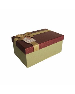 Подарункова коробка з бантом бордово-золота, M — 25×18,5×11,5 см Подарункова коробка з бантом бордово-золота, M — 25×18,5×11,5 см