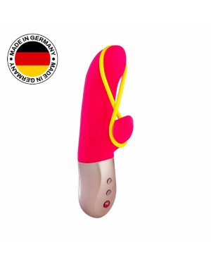 Мінівібратор-кролик зі стимулювальною стрічкою Fun Factory AMORINO pink/neon yellow (м'яте паковання!!!)