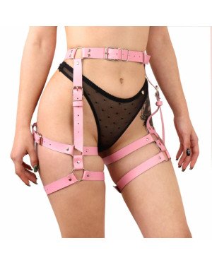 Гартери Art of Sex Claire, натуральна шкіра, розмір L-2XL, колір рожевий