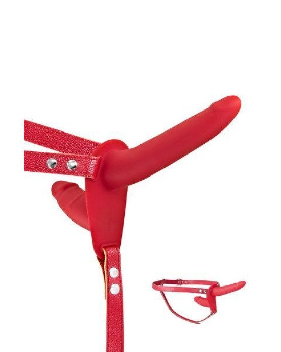 Подвійний страпон Fetish Tentation Strap-On with Double Dildo Red (м'яте паковання!!!) Подвійний страпон Fetish Tentation Strap-On with Double Dildo Red (м'яте паковання!!!)