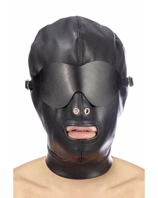 Капюшон для БДСМ зі знімною маскою Fetish Tentation BDSM hood in leatherette with removable mask Капюшон для БДСМ зі знімною маскою Fetish Tentation BDSM hood in leatherette with removable mask