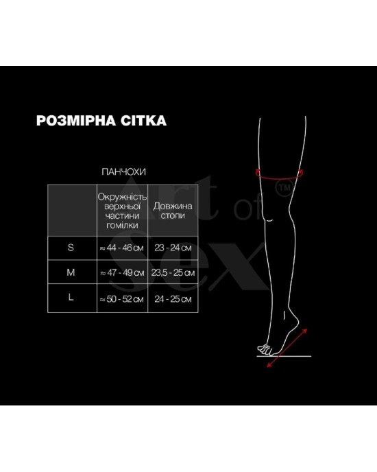 Панчохи в дрібну сітку з лакованою коронкою Art of Sex - Rose, колір чорний, М Панчохи в дрібну сітку з лакованою коронкою Art of Sex - Rose, колір чорний, М