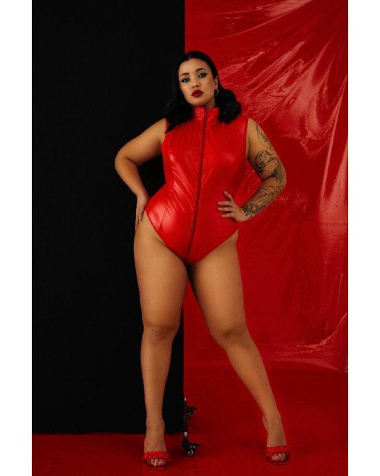 Лакований комбідрес червоний “Зухвала Стелла” XXXL, блискавка на все тіло Лакований комбідрес червоний “Зухвала Стелла” XXXL, блискавка на все тіло