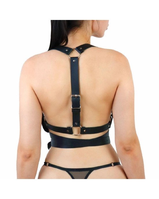 Шкіряна портупея Art of Sex - Melani Leather harness, Чорна L-2XL Шкіряна портупея Art of Sex - Melani Leather harness, Чорна L-2XL