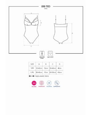 Мереживне боді з доступом 818-TED-1 teddy XS/S, чорне Мереживне боді з доступом 818-TED-1 teddy XS/S, чорне