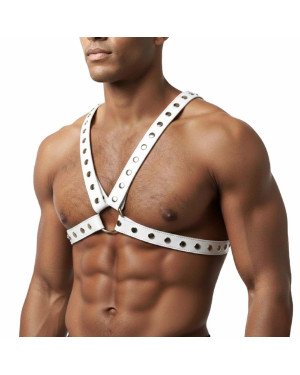 Чоловіча портупея Art of Sex - Spartacus, екошкіра, колір білий, розмір L-2XL