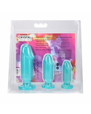Набір анальних пробок Doc Johnson Crystal Jellies - Anal Starter Kit Teal (м'ятий та без вставки!!!)