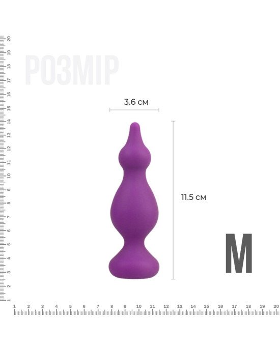 Анальна пробка Adrien Lastic Amuse Medium Purple (M) з двома переходами, макс. діаметр 3,6 см Анальна пробка Adrien Lastic Amuse Medium Purple (M) з двома переходами, макс. діаметр 3,6 см