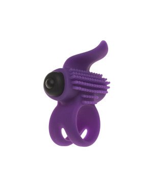 Ерекційне віброкільце Adrien Lastic Bullet Lastic Ring з язичком і щіточкою для стимуляції клітора
