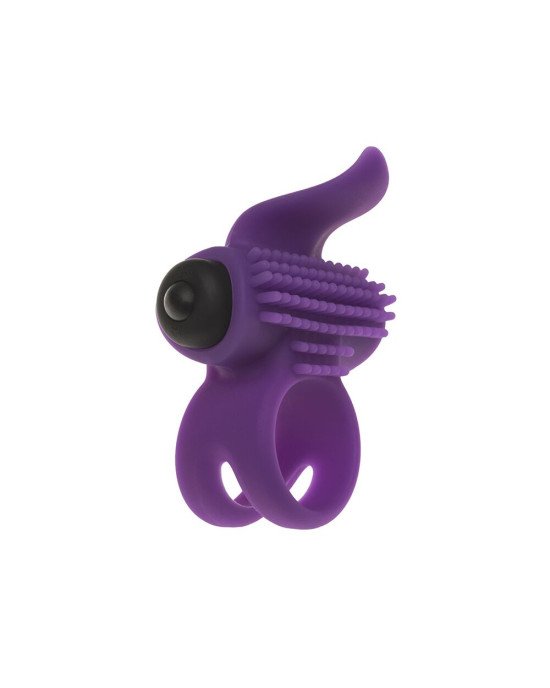 Ерекційне віброкільце Adrien Lastic Bullet Lastic Ring з язичком і щіточкою для стимуляції клітора