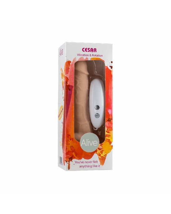 Фалоімітатор з вібрацією і ротацією Alive Cesar Vibro Plus FutureSkyn, діаметр 3,5 см, реалістичний Фалоімітатор з вібрацією і ротацією Alive Cesar Vibro Plus FutureSkyn, діаметр 3,5 см, реалістичний