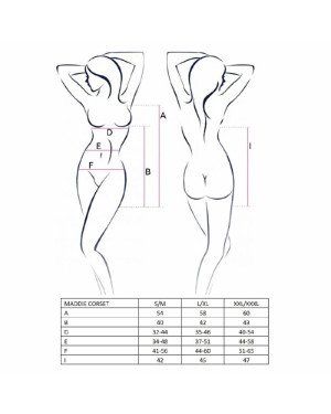Корсет-сорочка з пажами MADDIE CORSET black L/XL - Passion, трусики Корсет-сорочка з пажами MADDIE CORSET black L/XL - Passion, трусики