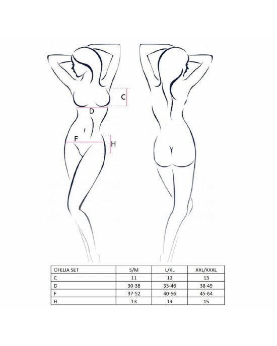 Комплект білизни OFELIA SET OpenBra white XXL/XXXL - Passion: стрінги, відкритий ліф, широкий пояс