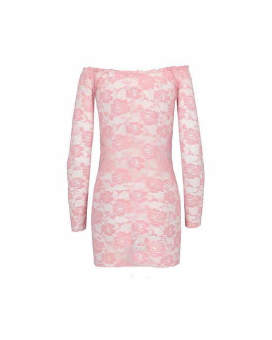 Прозора сорочка з довгим рукавом YOLANDA CHEMISE pink S/M - Passion, трусики Прозора сорочка з довгим рукавом YOLANDA CHEMISE pink S/M - Passion, трусики