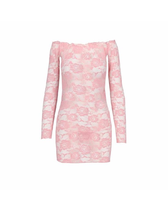 Прозора сорочка з довгим рукавом YOLANDA CHEMISE pink XXL/XXXL - Passion, трусики Прозора сорочка з довгим рукавом YOLANDA CHEMISE pink XXL/XXXL - Passion, трусики