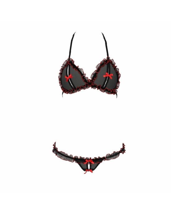 Комплект білизни GIANA BIKINI black XXL/XXXL - Passion: напівпрозорі ліф і трусики з бантиками Комплект білизни GIANA BIKINI black XXL/XXXL - Passion: напівпрозорі ліф і трусики з бантиками