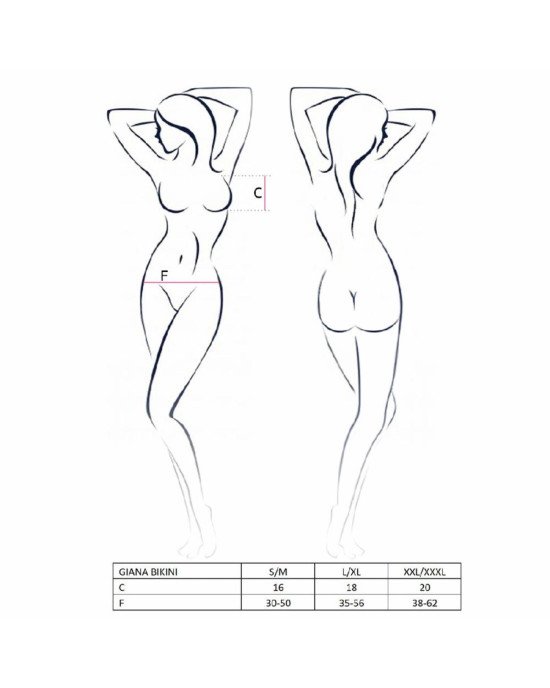 Комплект білизни GIANA BIKINI white XXL/XXXL - Passion: напівпрозорі ліф і трусики з бантиками