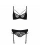 Комплект білизни PAULINE SET black L/XL Passion: стрепи: ліф, стрінги і пояс для панчох Комплект білизни PAULINE SET black L/XL Passion: стрепи: ліф, стрінги і пояс для панчох