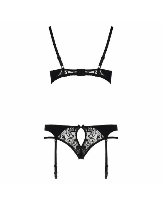 Комплект білизни PAULINE SET black L/XL Passion: стрепи: ліф, стрінги і пояс для панчох Комплект білизни PAULINE SET black L/XL Passion: стрепи: ліф, стрінги і пояс для панчох