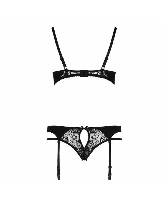 Комплект білизни PAULINE SET black S/M - Passion: стрепи: ліф, стрінги і пояс для панчох Комплект білизни PAULINE SET black S/M - Passion: стрепи: ліф, стрінги і пояс для панчох