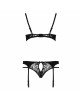 Комплект білизни PAULINE SET black S/M - Passion: стрепи: ліф, стрінги і пояс для панчох Комплект білизни PAULINE SET black S/M - Passion: стрепи: ліф, стрінги і пояс для панчох