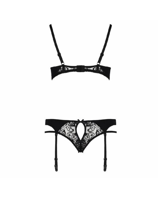 Комплект білизни PAULINE SET black XXL/XXXL - Passion: стрепи: ліф, стрінги і пояс для панчох Комплект білизни PAULINE SET black XXL/XXXL - Passion: стрепи: ліф, стрінги і пояс для панчох