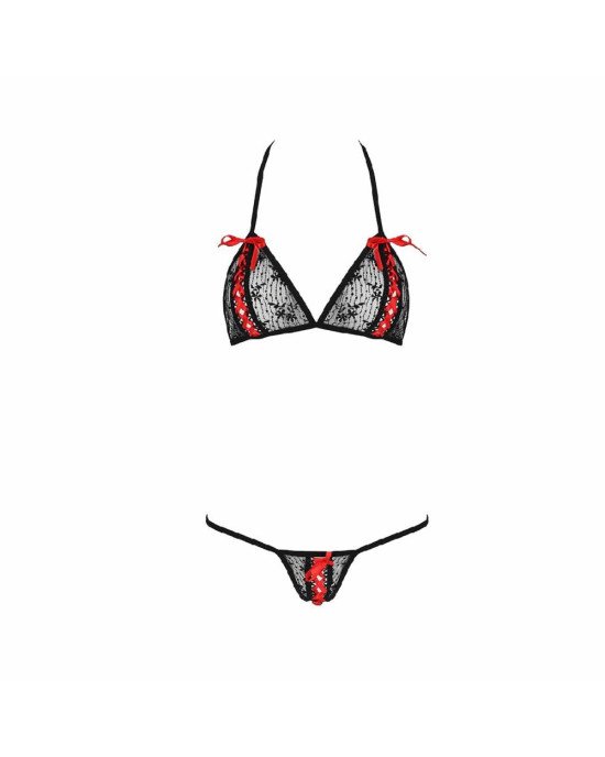Комплект білизни MELISSA BIKINI black S/M - Passion: ліф зі шнурівкою і трусики стрінги