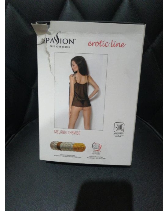 Сорочка прозора бебі дол Passion MELANIA CHEMISE S/M black (м'яте паковання!!!)