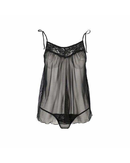 Сорочка прозора бебі дол MELANIA CHEMISE black XXL/XXXL - Passion, трусики, на тонких бретелях Сорочка прозора бебі дол MELANIA CHEMISE black XXL/XXXL - Passion, трусики, на тонких бретелях