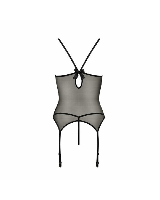 Корсет з пажами MELANIA CORSET black L/XL - Passion, трусики, напівпрозорий Корсет з пажами MELANIA CORSET black L/XL - Passion, трусики, напівпрозорий