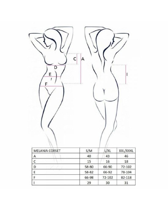 Корсет з пажами MELANIA CORSET black L/XL - Passion, трусики, напівпрозорий Корсет з пажами MELANIA CORSET black L/XL - Passion, трусики, напівпрозорий