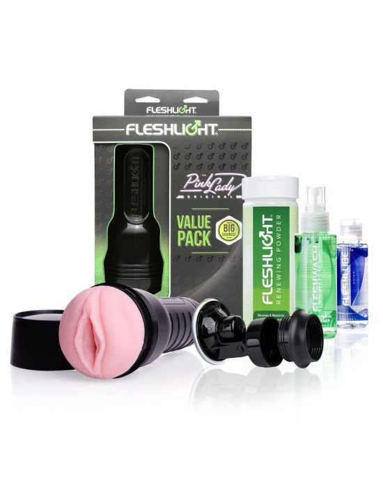 Мастурбатор Fleshlight Pink Lady Original Value Pack: присоска, змазка, чищення і відновлення Мастурбатор Fleshlight Pink Lady Original Value Pack: присоска, змазка, чищення і відновлення