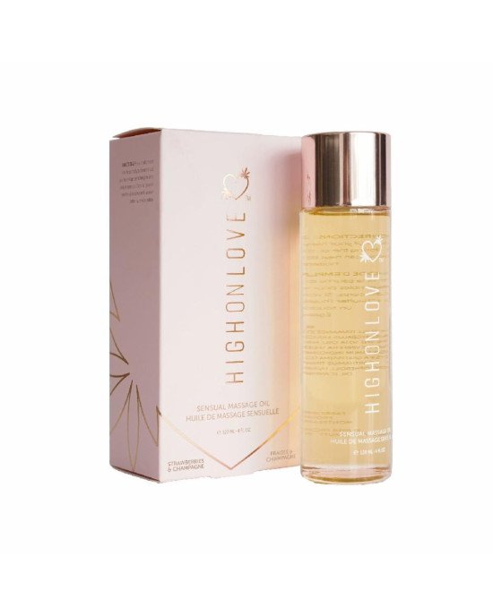 Масажна олія HighOnLove Massage Oil - Strawberry & Champagne (120 мл) з маслом насіння конопель Масажна олія HighOnLove Massage Oil - Strawberry & Champagne (120 мл) з маслом насіння конопель