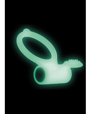 Ерекційне кільце Dorcel Power Clit White PHOSPHO з вібрацією, біле, світиться в темряві