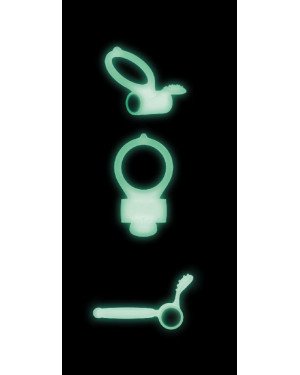 Ерекційне кільце Dorcel Power Clit White PHOSPHO з вібрацією, біле, світиться в темряві
