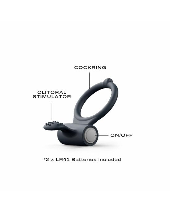 Ерекційне кільце Dorcel Power Clit Black V2 з вібрацією та язичком з щіточкою Ерекційне кільце Dorcel Power Clit Black V2 з вібрацією та язичком з щіточкою