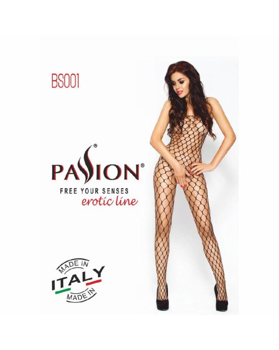 Бодістокінг Passion BS001 black, комбінезон, велика сітка Бодістокінг Passion BS001 black, комбінезон, велика сітка