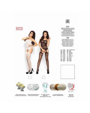 Бодістокінг Passion BS008 white, комбінезон, імітація панчіх і пояса Бодістокінг Passion BS008 white, комбінезон, імітація панчіх і пояса