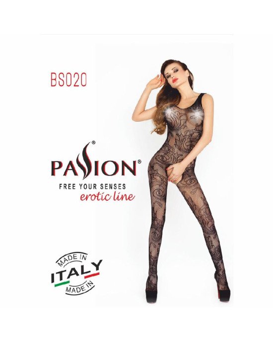 Бодістокінг Passion BS020 black, комбінезон, фантазійний візерунок Бодістокінг Passion BS020 black, комбінезон, фантазійний візерунок
