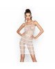 Бодістокінг Passion BS033 white, сукня-сітка на бретелях, прозора Бодістокінг Passion BS033 white, сукня-сітка на бретелях, прозора