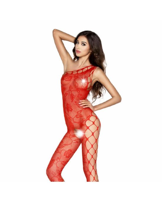 Бодістокінг Passion BS036 red, комбінезон, лямочка через одне плече Бодістокінг Passion BS036 red, комбінезон, лямочка через одне плече